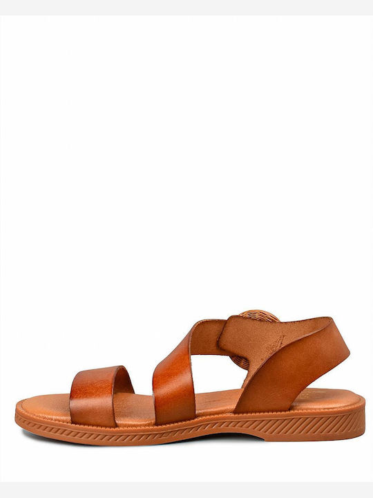 Marila Footwear Leather Women's Flat Sandals in Brown Color