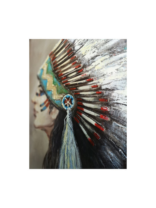 InTheBox Indian Lady Handmade Πίνακας σε Καμβά 90x90cm