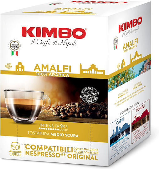 Kimbo Kapseln Espresso Amalfi Kompatibel mit Maschine Nespresso 50Mützen