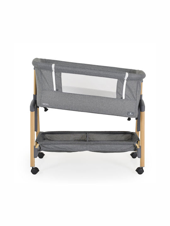 Cangaroo Cradle with Mattress, Side Opening, and Wheels Gray