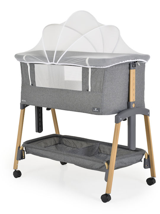 Cangaroo Cradle with Mattress, Side Opening, and Wheels Gray