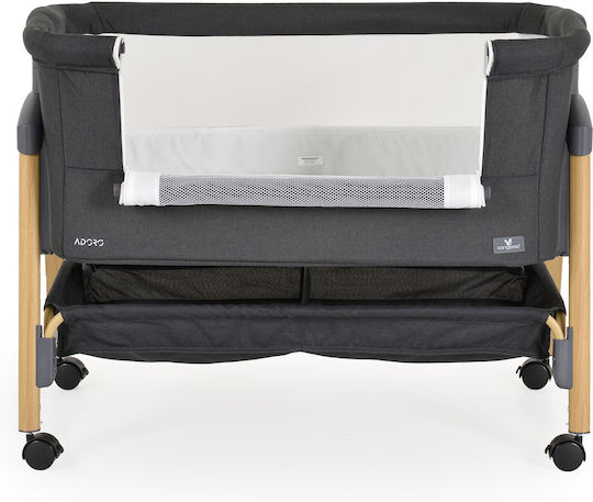 Cangaroo Cradle Adoro with Mattress, Side Opening, and Wheels Black
