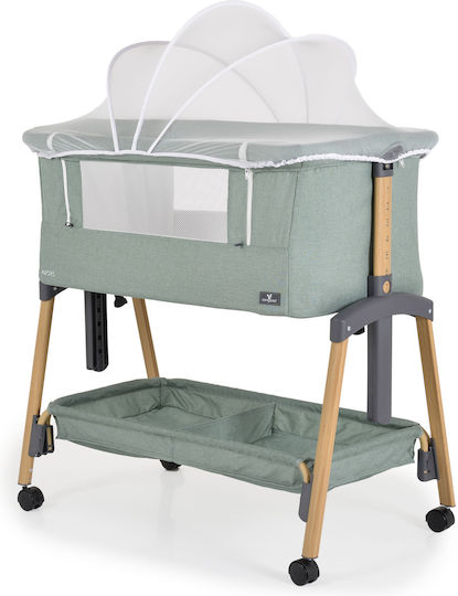 Cangaroo Cradle Adoro with Mattress, Side Opening, and Wheels Green