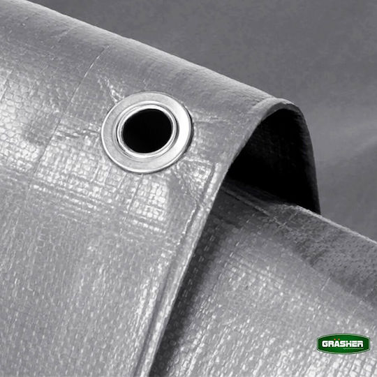 Grasher Waterproof Tarpaulin 250gr/m² 10x6m. Heavy Duty Gray