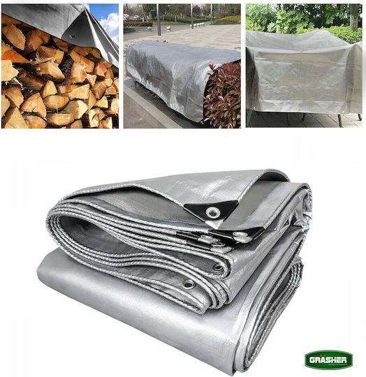 Grasher Waterproof Tarpaulin 250gr/m² 10x5m. Heavy Duty Gray