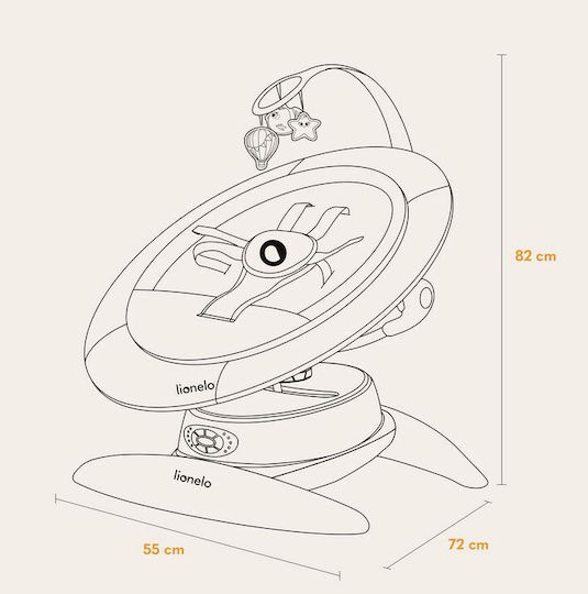 Lionelo Electric Baby Relax Swing Mell with Music Gray Stone for Child up to 9kg