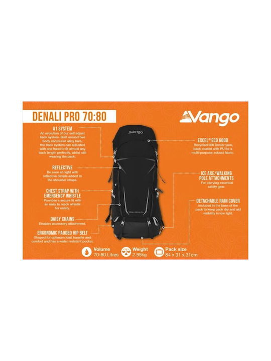 Vango Ορειβατικό Σακίδιο 70lt Αδιάβροχο Μαύρο Expedition