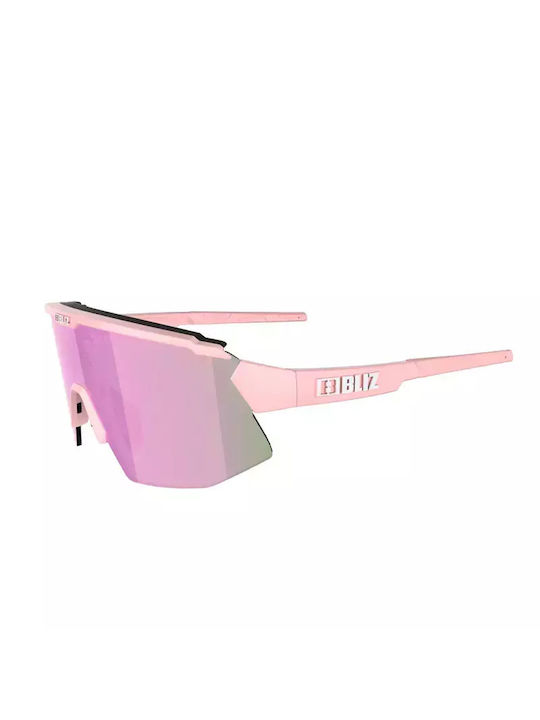 Bliz Breeze Matt Sunglasses with Pink Plastic Frame and Pink Mirror Lens