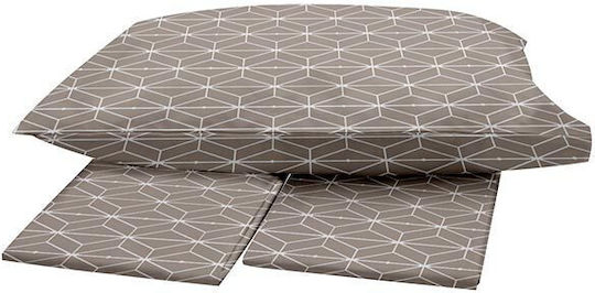 Sunshine Menta Εμπριμέ Σετ Σεντόνια Διπλά 200x250εκ. Grey (4τμχ)