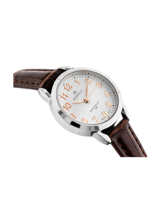 Perfect Watch with Brown Leather Strap