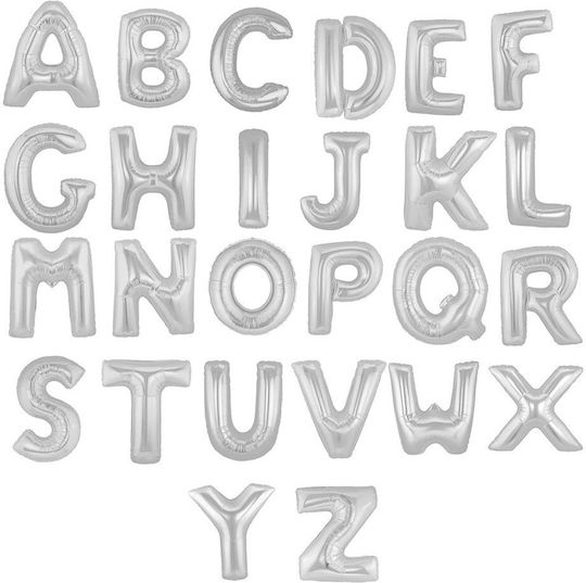 Foil Balloons Various Letters Silver 82 cm Type R