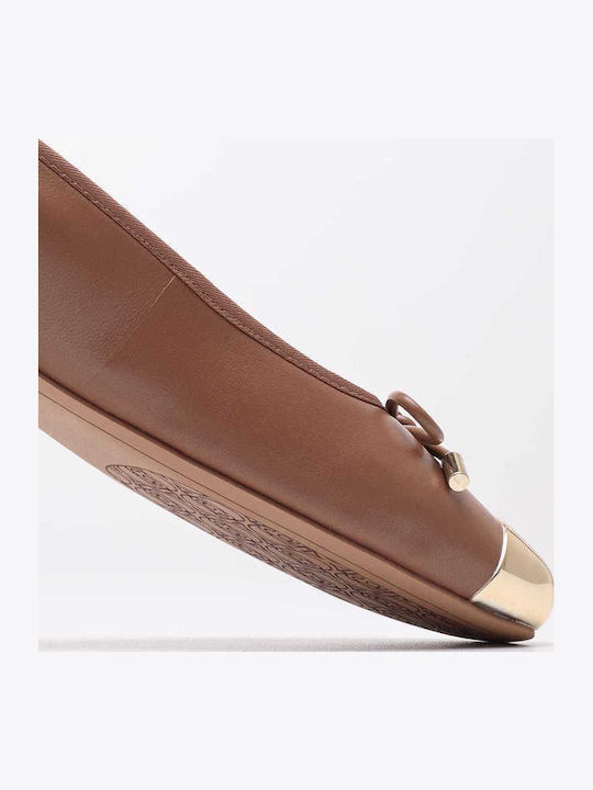 Leather Ballerinas Dafne Tabac Brown