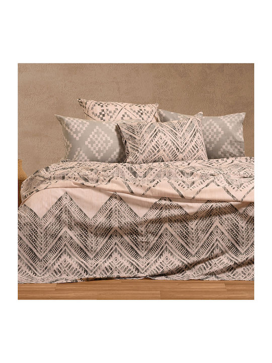 Melinen Sheet Set with 2 Pillowcases King Size with Elastic 180x200+32cm. Mini Barrio Grey 3pcs