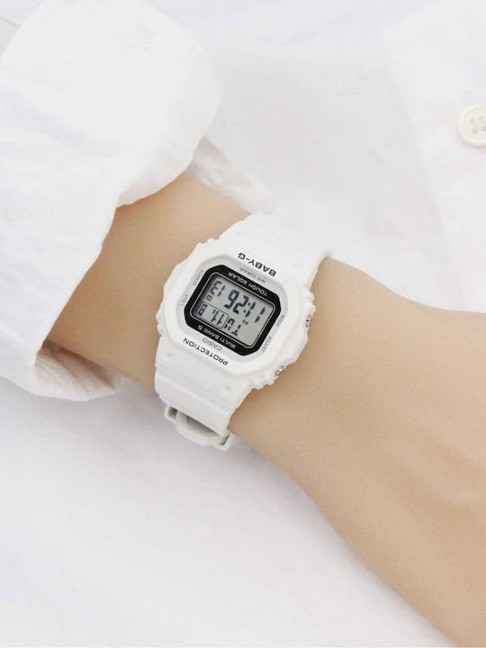 Casio Дамски Часовник 38мм Хронограф Кварцов с Бяла Каучукова Каишка