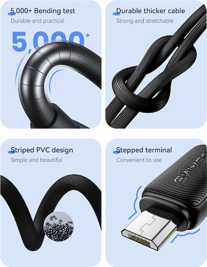 Usams Us-sj690 Regular USB 2.0 to micro USB Cable Λευκό 1m (SJ690USB02) 10τμχ