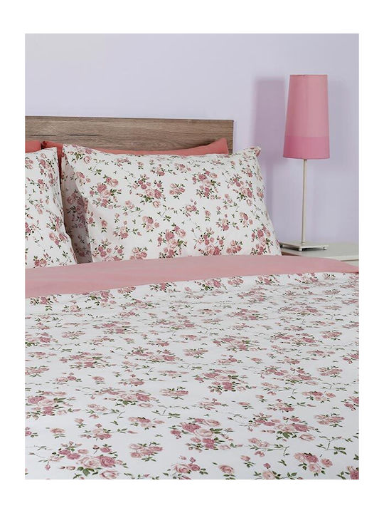 Sunshine Set Cearșaf cu 1 Față de pernă Dublu 200x270cm. Cotton Feelings 929 Pink 2buc