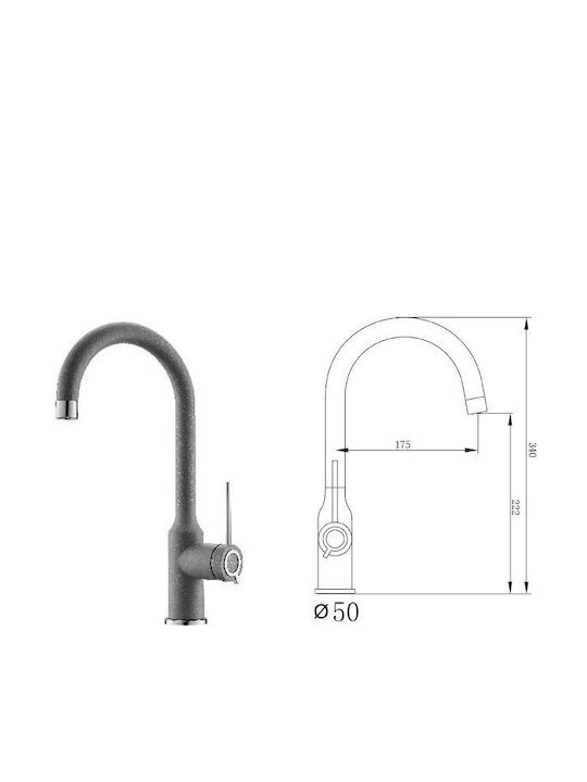 Metalac Market Μπαταρία Κουζίνας Πάγκου Γκρι Metalac Market Μπαταρία Κουζίνας Πάγκου Γκρι