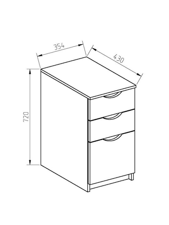 Kids Chest of Drawers with 3 Drawers 35.5x43x63cm