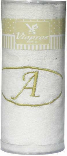Viopros Geschirrtuch Monogramm A 50x100εκ. A Ecru Gewicht 480gr/m²