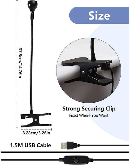 Mini Usb Εύκαμπτη Λάμπα Uv & Led Clip Στερέωσης 3w