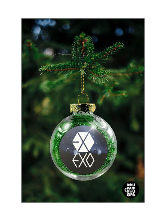 Exo Band Coreea Ornament brad de Crăciun, umplutură verde transparentă, 8cm