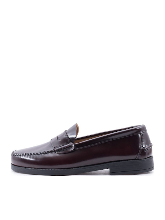 Leder Herren Mokassins in Burgundisch Farbe