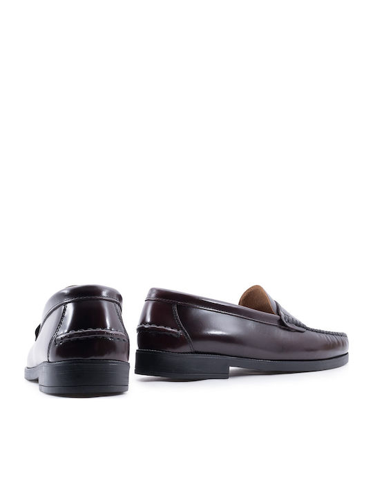 Leder Herren Mokassins in Burgundisch Farbe