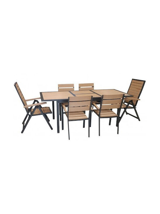 Garten- und Outdoor-Möbelsets Typsatz Speisesaal 7 Stück Natur