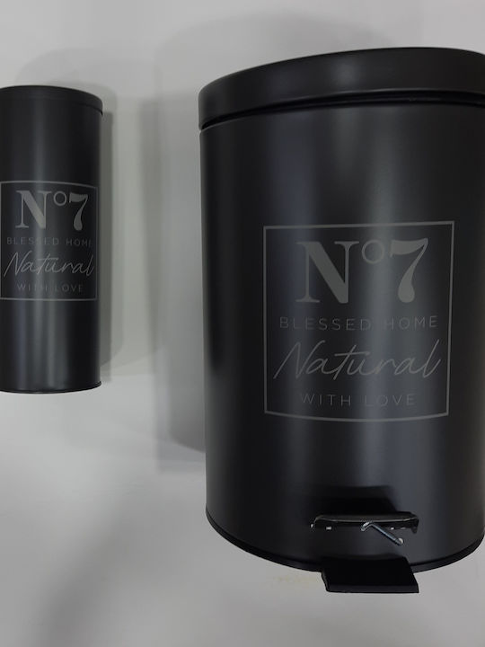 Sidirela Metallisch Set aus Toilettenbürste und Mülleimer für das Badezimmer 7Es Gray
