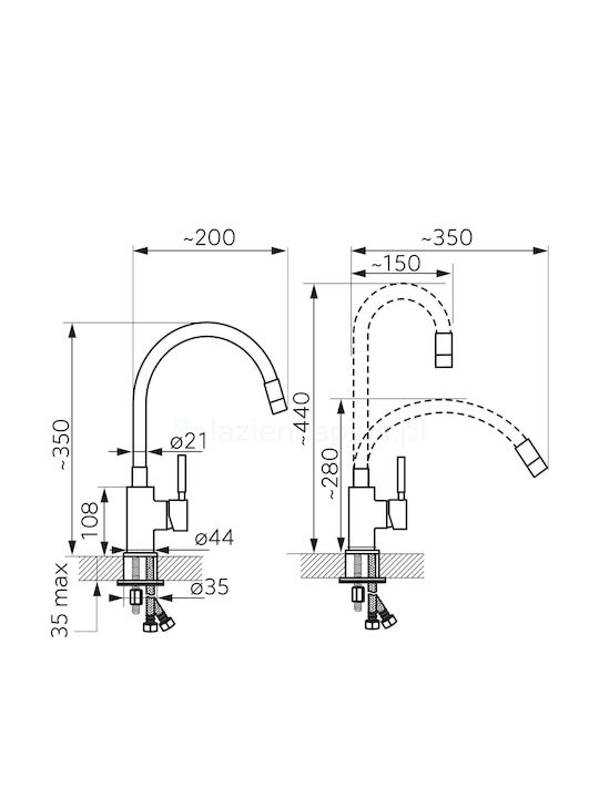 Ferro Zumba Kitchen Faucet Counter Inox Gray