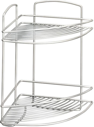 Metaltex Polytherm Oda Ъглов Стенен Рафт за баня Метален с 2 рафта 22x22x35см Сребриста