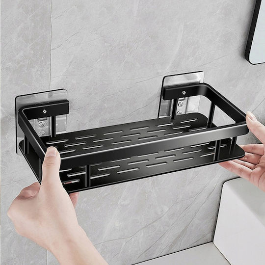 Home Use Montat pe perete Raft Baie Metal 30x5x13cm Neagră
