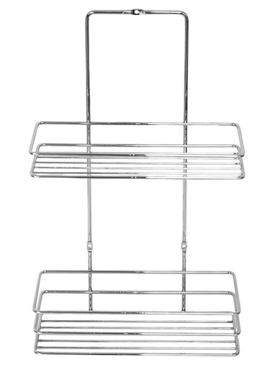 Tekno-Tel 455.LM005 Επιτοίχια Ραφιέρα Μπάνιου Inox με 2 Ράφια 25x11x37cm Ασημί
