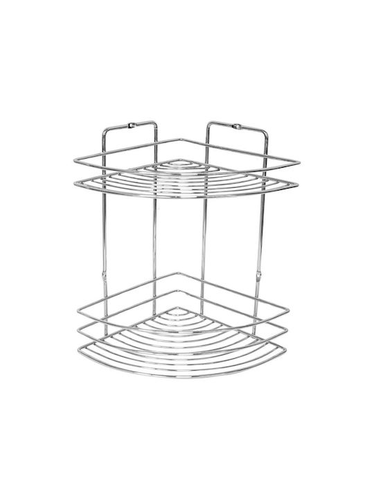 Tekno-Tel 455.BK022 Corner Wall Mounted Bathroom Shelf Inox with 2 Shelves 27x19x28cm Silver