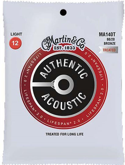 Martin MA140T Lifespan Treated 80/20 Bronze Acoustic Guitar Strings Set 12 - 54