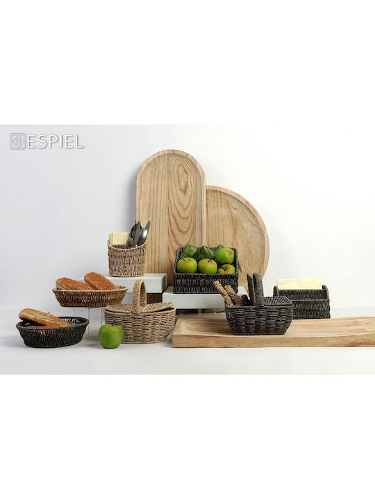 24home.gr Wicker Bread Box Gray 21x14x5cm