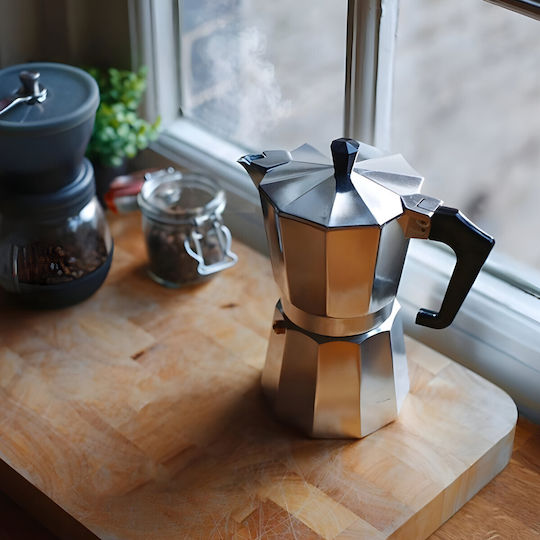 Silver Stovetop Espresso Pot for 6Cups Silver