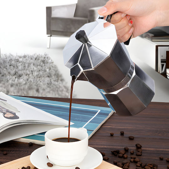 Silver Stovetop Espresso Pot for 6Cups Silver