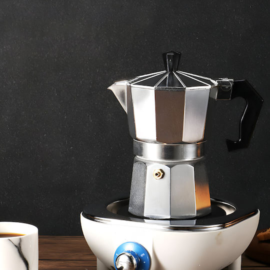 Silver Stovetop Espresso Pot for 6Cups Silver