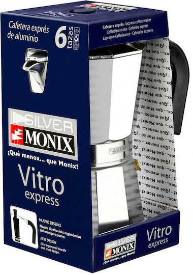 Monix M620006 Μπρίκι Espresso 6cups Inox Ασημί