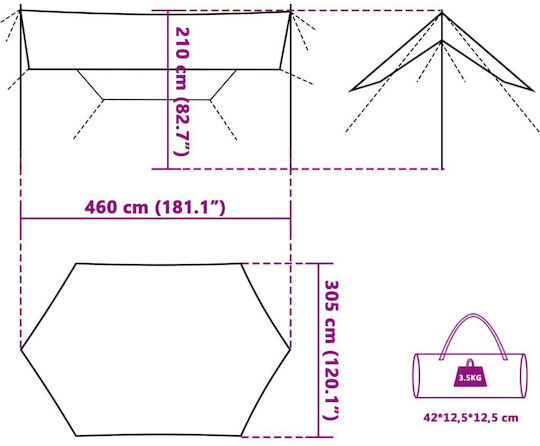 vidaXL Δάπεδο για Σκηνή Camping Πορτοκαλί 460x305εκ.