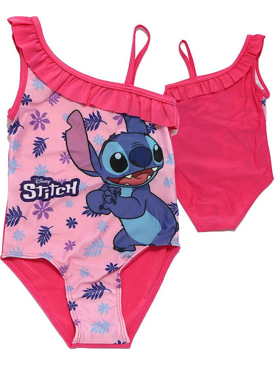 Disney Lilo & Stitch Παιδικό Μαγιό Ολόσωμο Ροζ-κοραλι