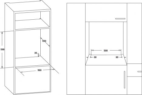 Heinner Φούρνος άνω Πάγκου 56lt Π59.5εκ. Inox