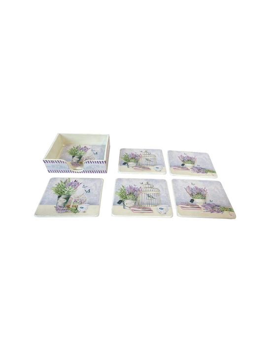 Artekko Plastic Multicolour Coasters with Stand 7pcs