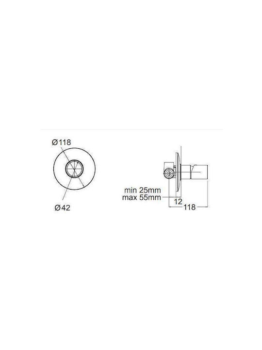 Eurorama Res Pro Built-in Mixer & Spout Set for Shower 1 Exit Black Matt