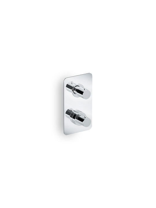 Eurorama Tonda Built-in Faucet Mixer for Shower 3 Exits Silver