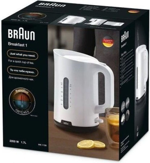 Braun Електрическа Кана 1.7л 2200W Бяла