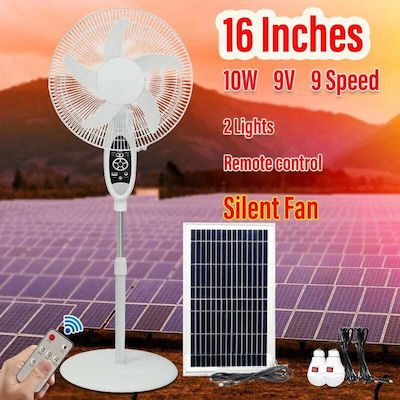 Ventilator solar reîncărcabil de podea Gd-936s, 5 viteze, alb