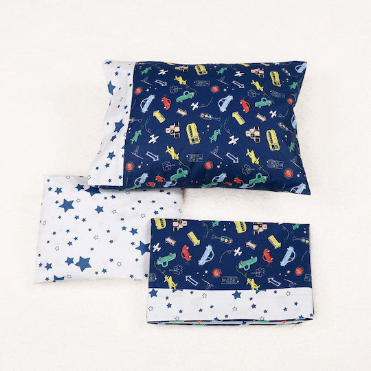 Beauty Home Baby Sheets Set Crib Cotton Satin Fitted Blue 70x140cm 2pcs