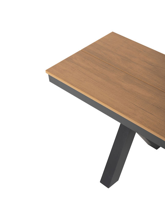 TAWNEE Пейка За Външно Ползване Метален Сив 150x36x45см